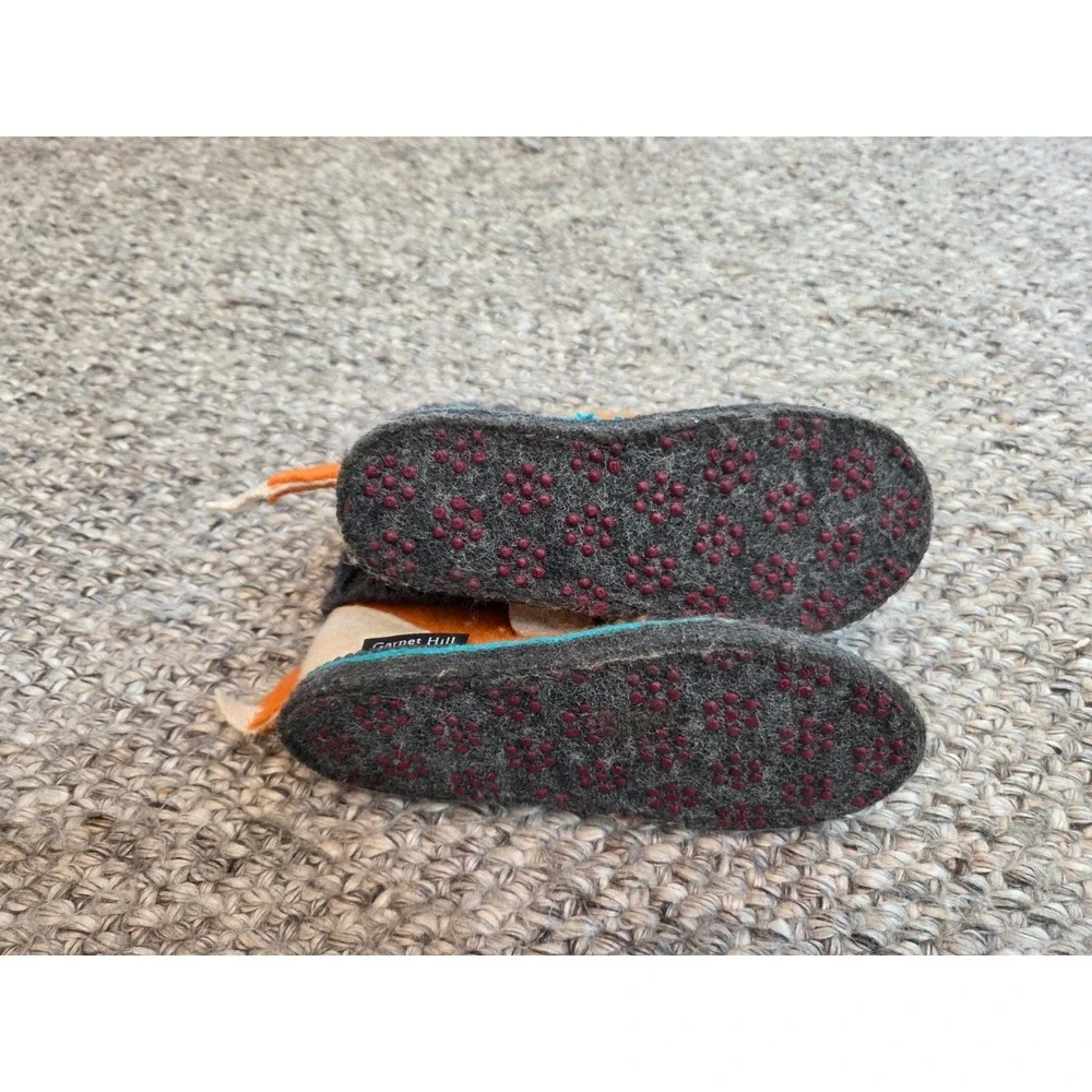 Garnet Hill Slippers Bootie Orange Red Fox 100% Felted Boiled Wool Boys Kids 11